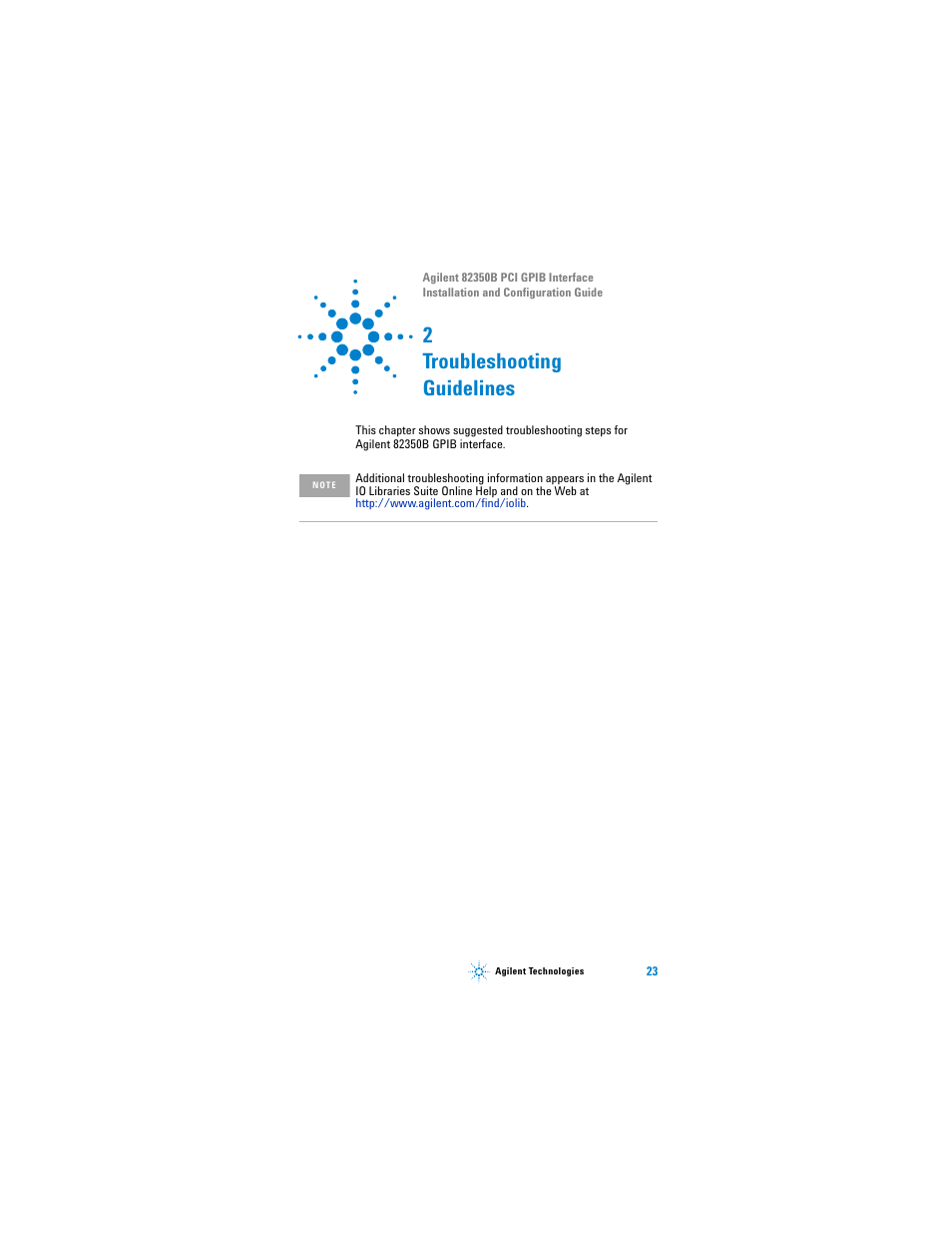 2 troubleshooting guidelines, Troubleshooting guidelines | Agilent Technologies Agilent 82350B User Manual | Page 35 / 51