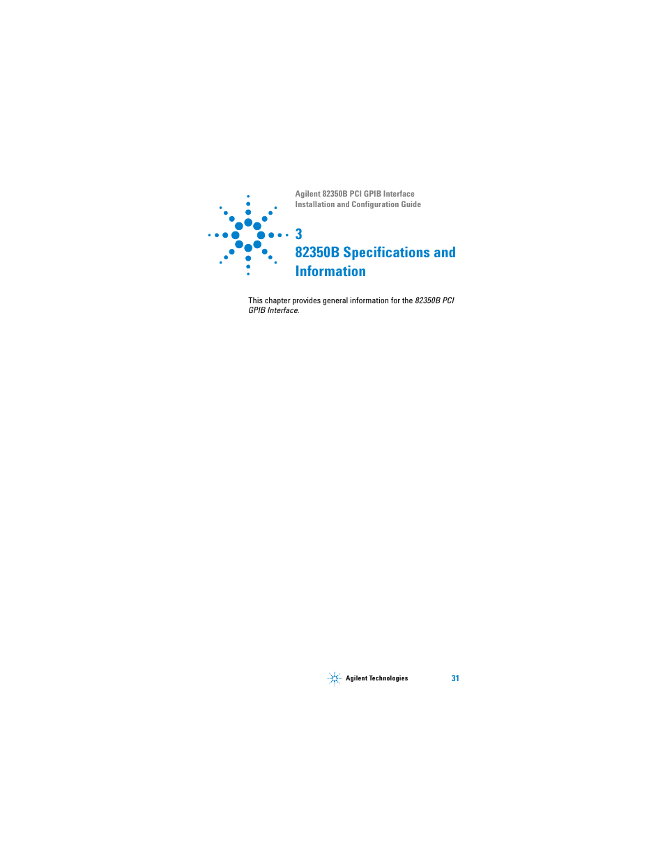 3 82350b specifications and information, 82350b specifications and information | Agilent Technologies Agilent 82350B User Manual | Page 43 / 51