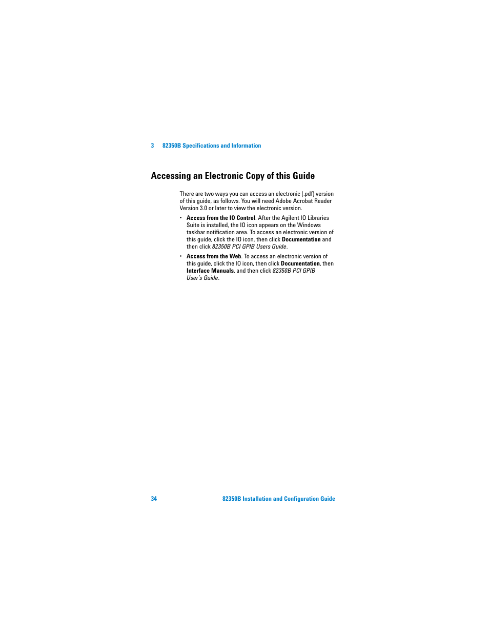 Accessing an electronic copy of this guide | Agilent Technologies Agilent 82350B User Manual | Page 46 / 51