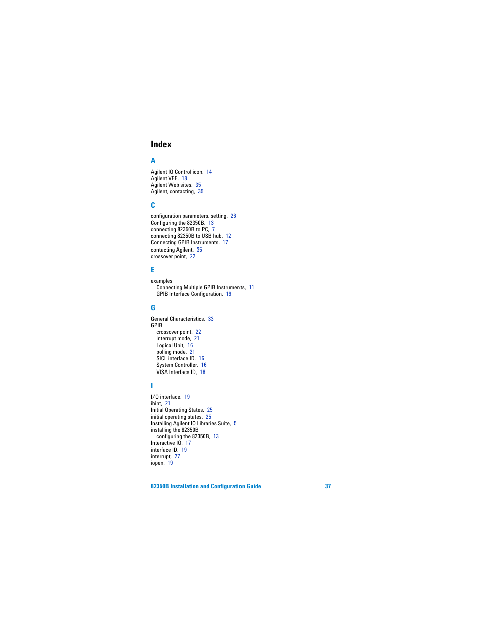 Index | Agilent Technologies Agilent 82350B User Manual | Page 49 / 51