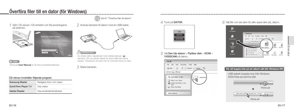 Överföra ﬁler till en dator (för windows) | Samsung NV100HD User Manual | Page 36 / 82