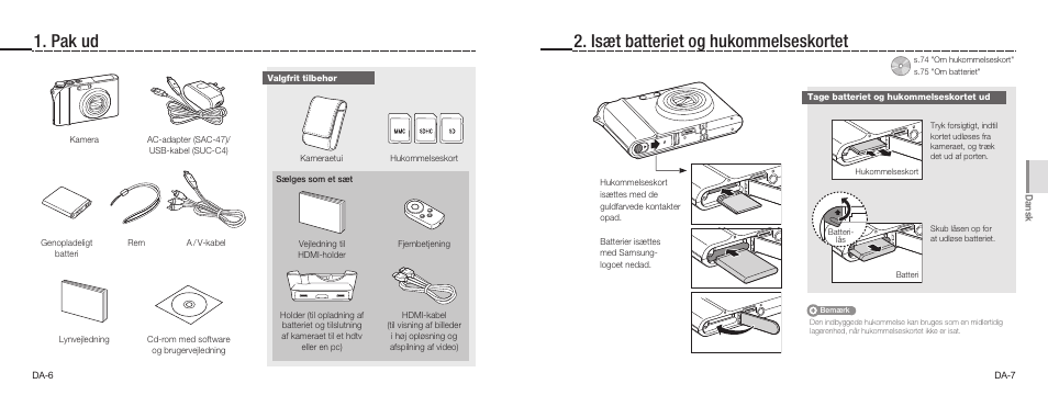 Pak ud 2. isæt batteriet og hukommelseskortet | Samsung NV100HD User Manual | Page 40 / 82