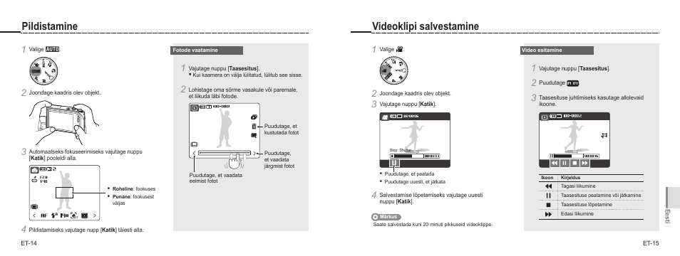 Pildistamine videoklipi salvestamine | Samsung NV100HD User Manual | Page 80 / 82