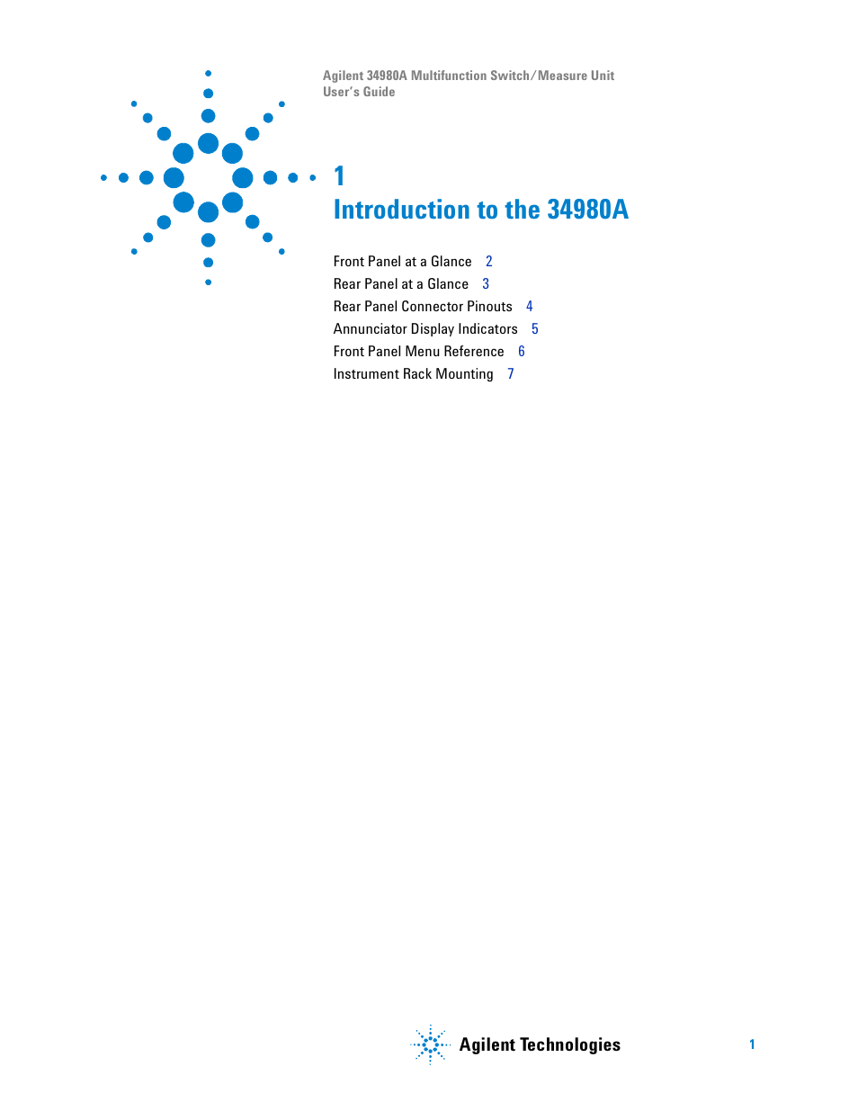 Introduction to the 34980a, 1 introduction to the 34980a | Agilent Technologies Switch/Measure User Manual | Page 13 / 216