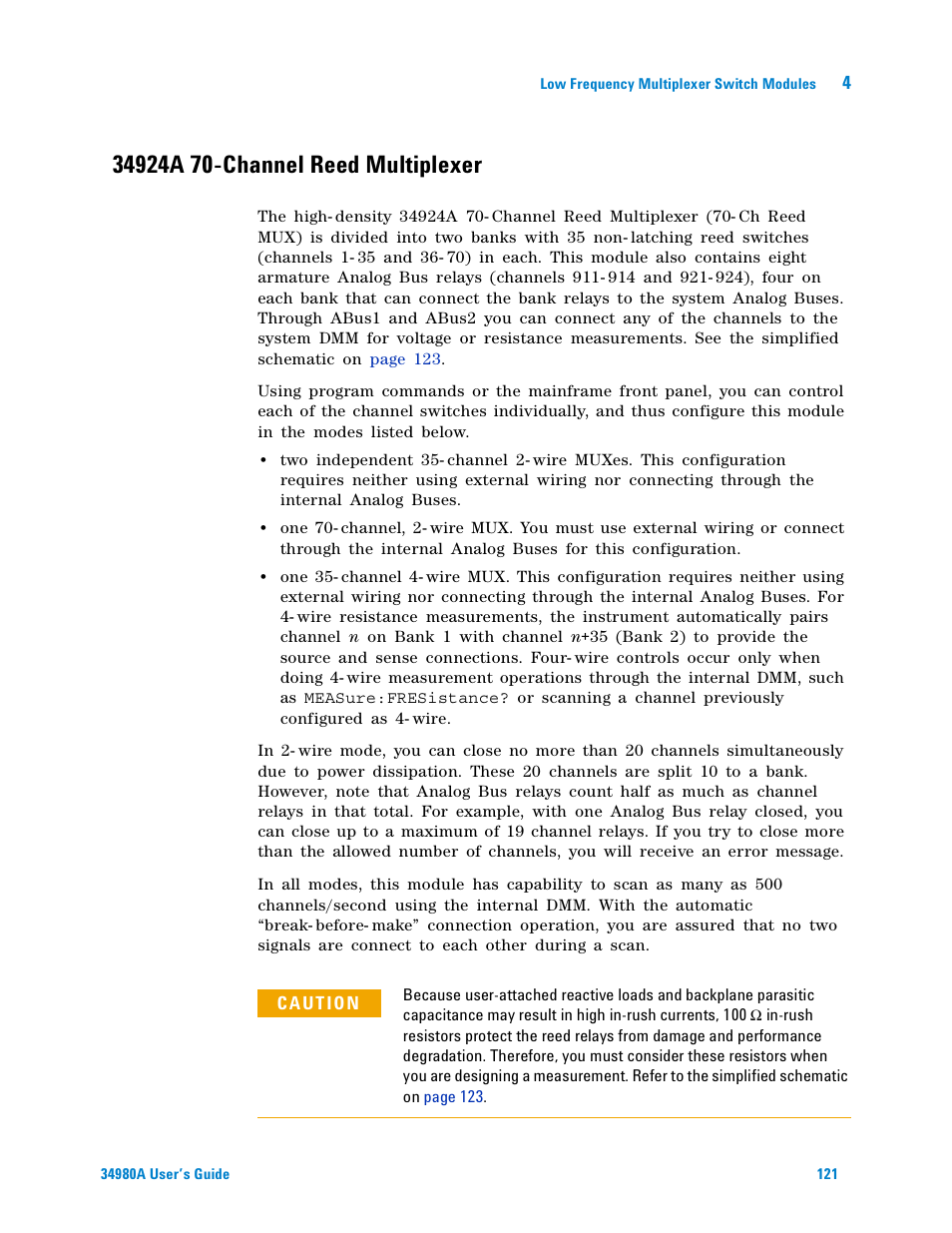 34924a 70-channel reed multiplexer | Agilent Technologies Switch/Measure User Manual | Page 133 / 216