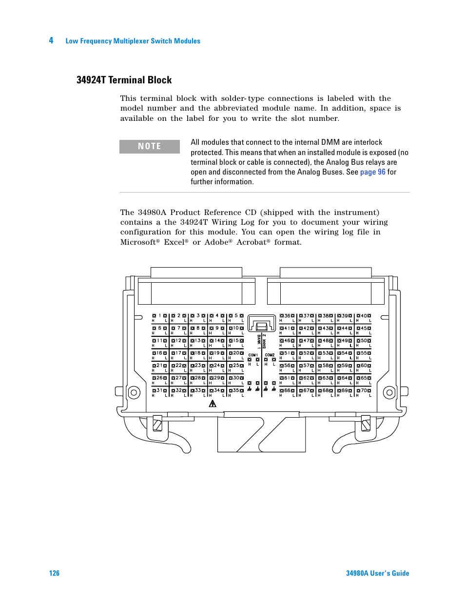 34924t terminal block | Agilent Technologies Switch/Measure User Manual | Page 138 / 216