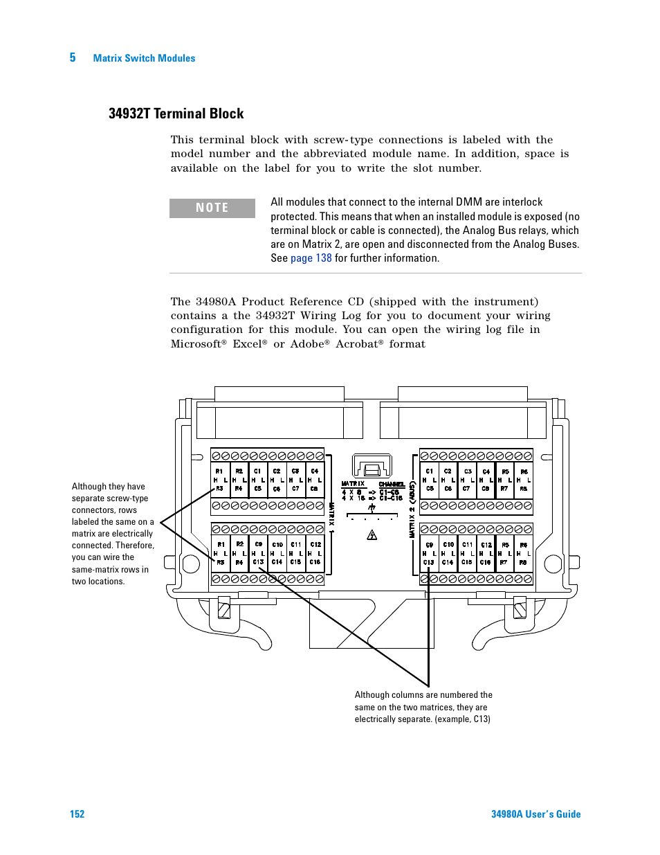 34932t terminal block | Agilent Technologies Switch/Measure User Manual | Page 164 / 216