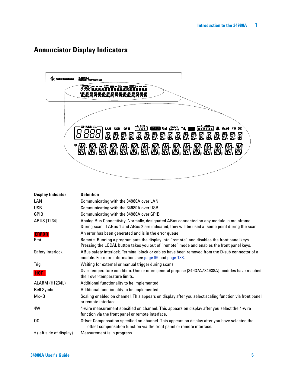 Annunciator display indicators | Agilent Technologies Switch/Measure User Manual | Page 17 / 216