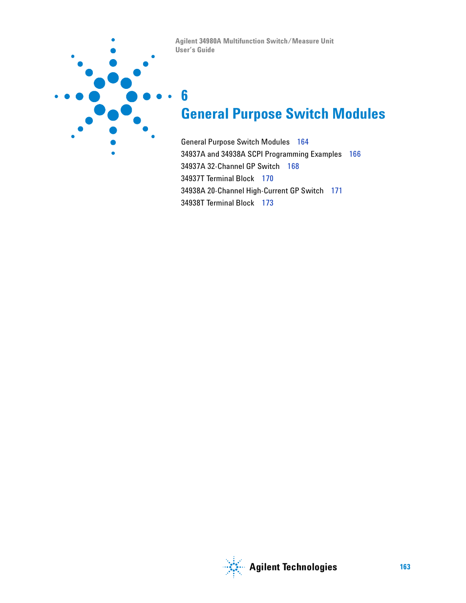 General purpose switch modules, 6 general purpose switch modules | Agilent Technologies Switch/Measure User Manual | Page 175 / 216