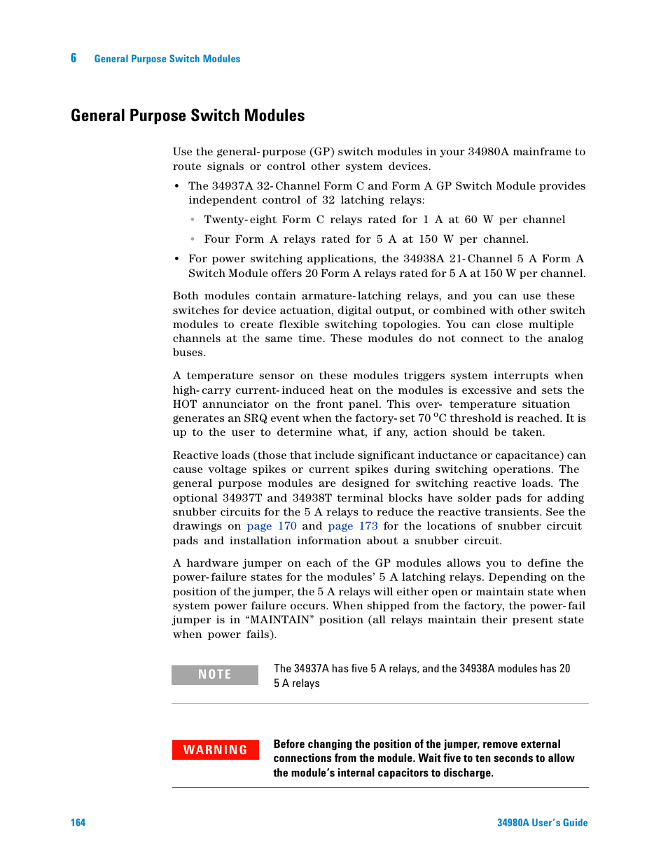 General purpose switch modules | Agilent Technologies Switch/Measure User Manual | Page 176 / 216