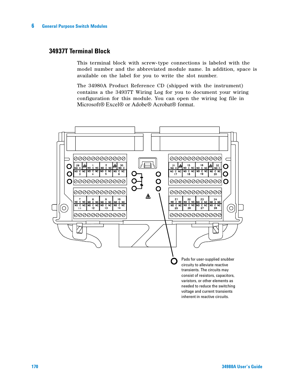 34937t terminal block | Agilent Technologies Switch/Measure User Manual | Page 182 / 216