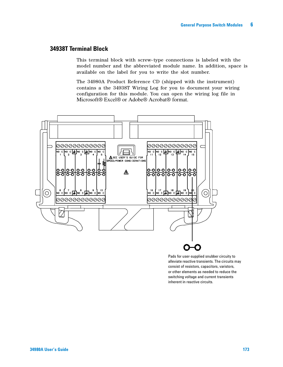 34938t terminal block | Agilent Technologies Switch/Measure User Manual | Page 185 / 216