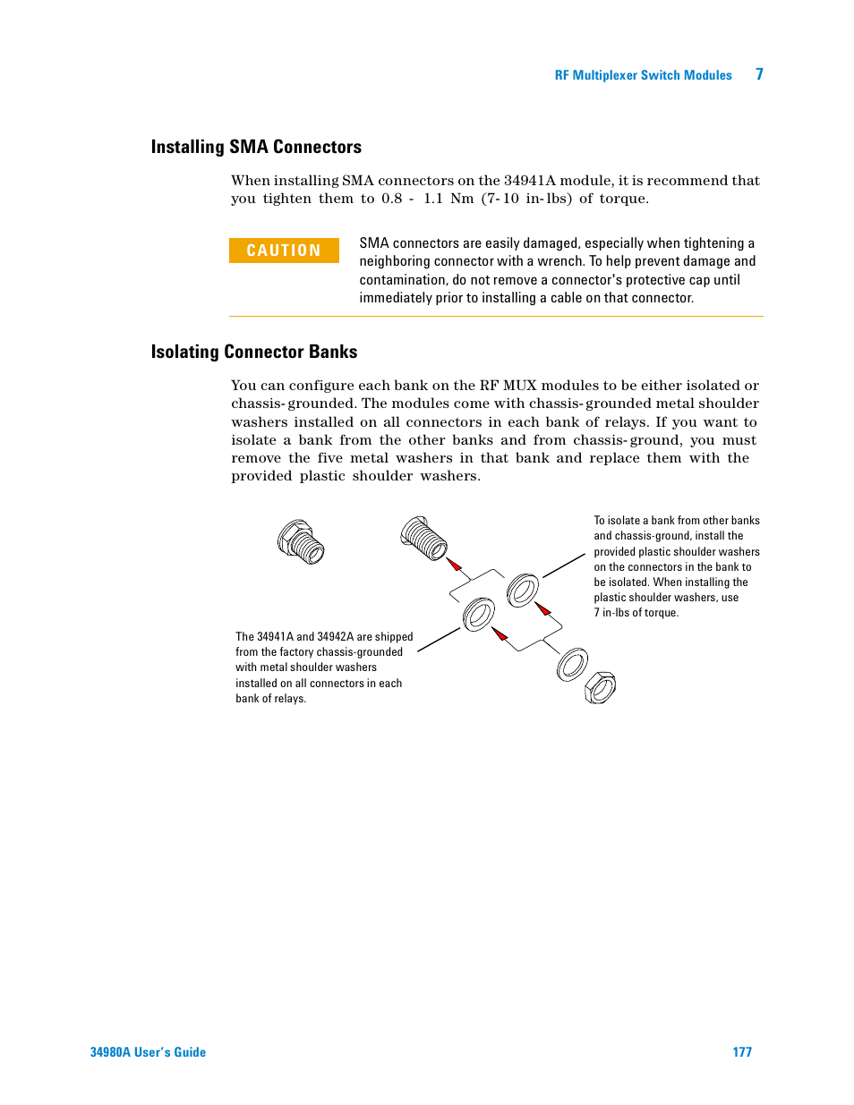 Installing sma connectors, Isolating connector banks | Agilent Technologies Switch/Measure User Manual | Page 189 / 216