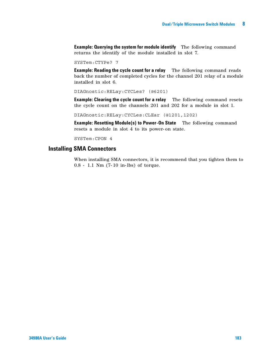 Installing sma connectors | Agilent Technologies Switch/Measure User Manual | Page 195 / 216