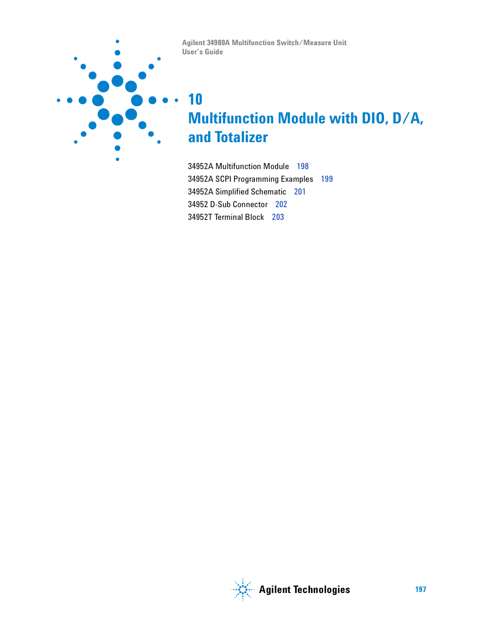 Multifunction module with dio, d/a, and totalizer | Agilent Technologies Switch/Measure User Manual | Page 209 / 216