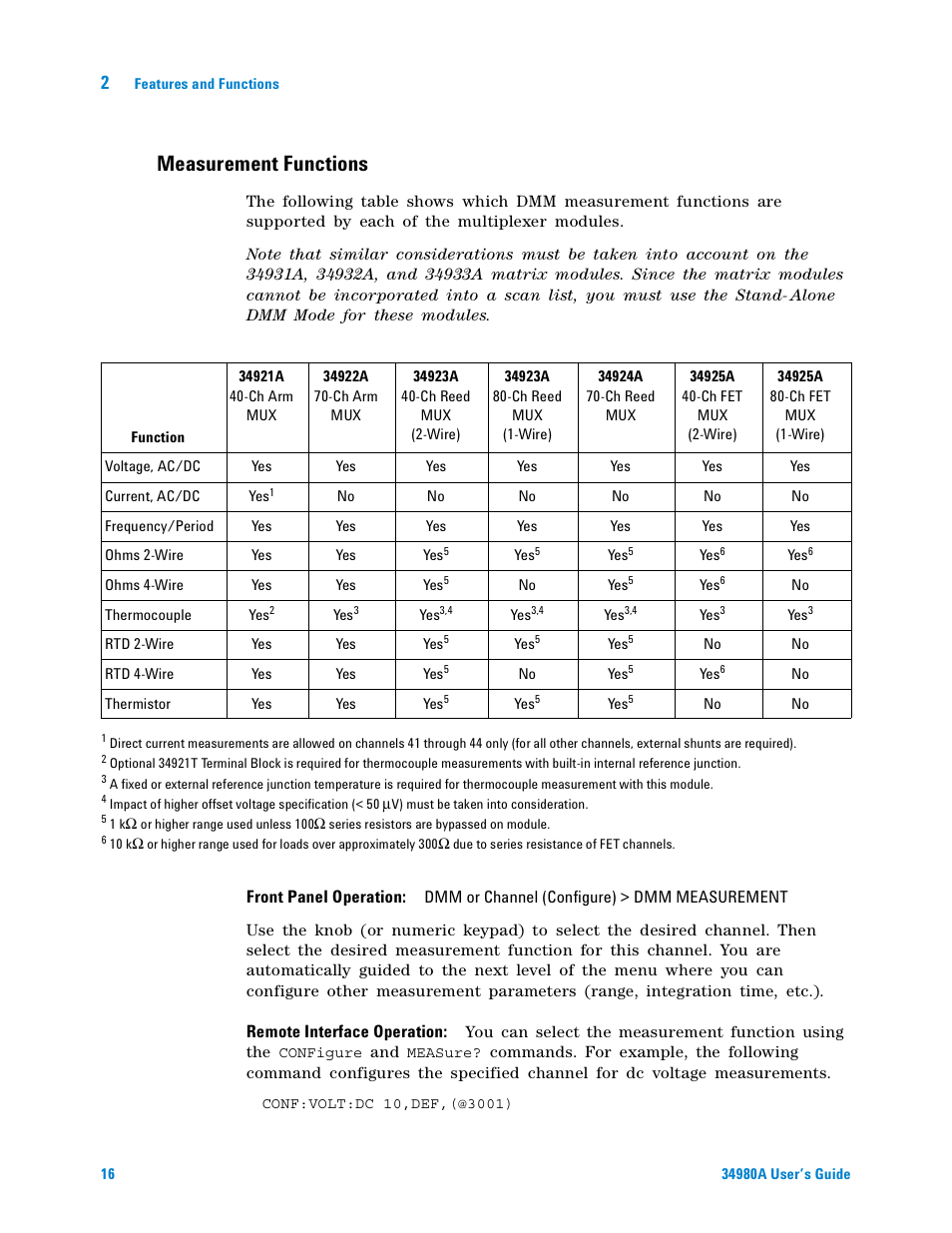 Measurement functions | Agilent Technologies Switch/Measure User Manual | Page 28 / 216