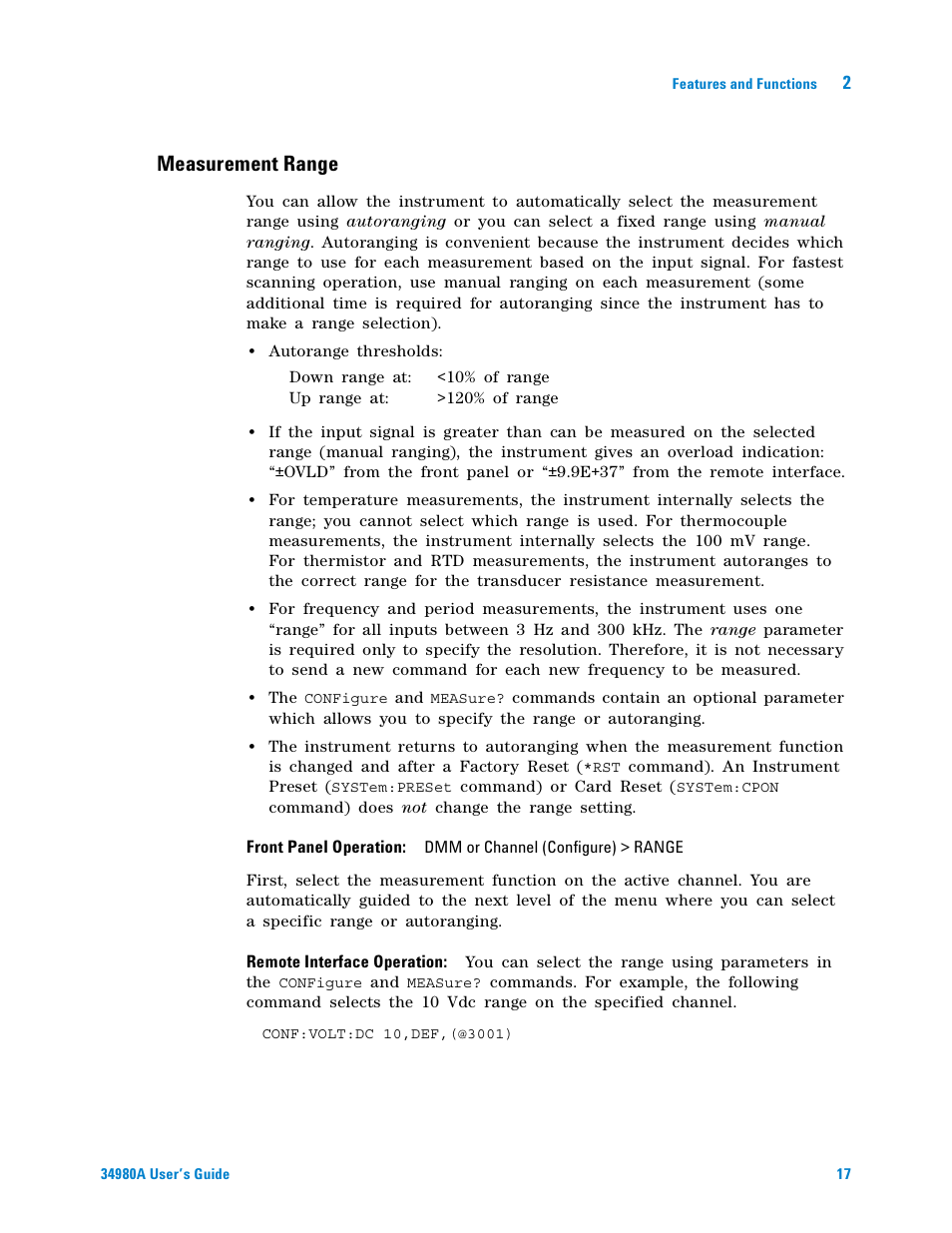 Measurement range | Agilent Technologies Switch/Measure User Manual | Page 29 / 216