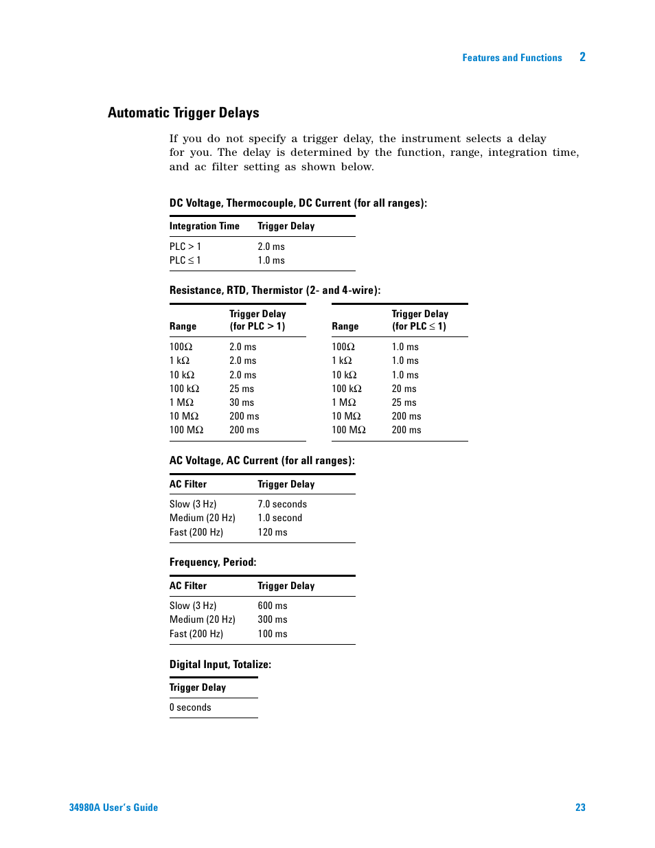 Automatic trigger delays | Agilent Technologies Switch/Measure User Manual | Page 35 / 216