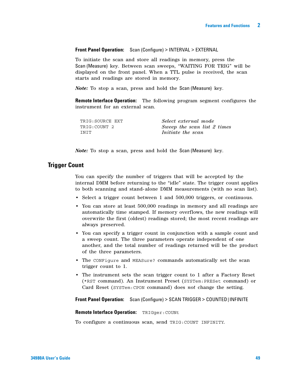 Trigger count, Trigger, Count | Agilent Technologies Switch/Measure User Manual | Page 61 / 216