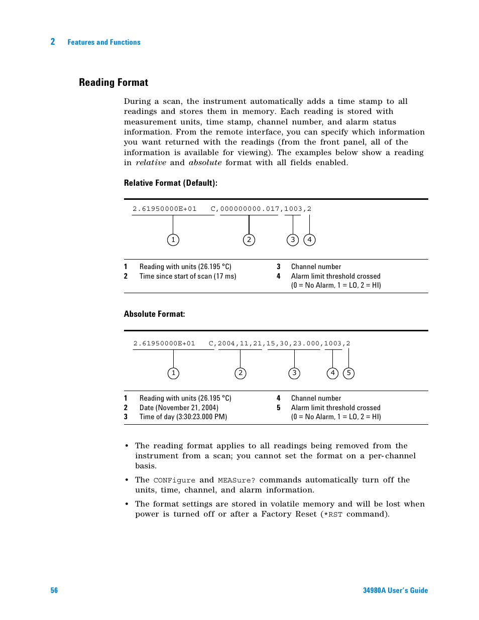 Reading format | Agilent Technologies Switch/Measure User Manual | Page 68 / 216