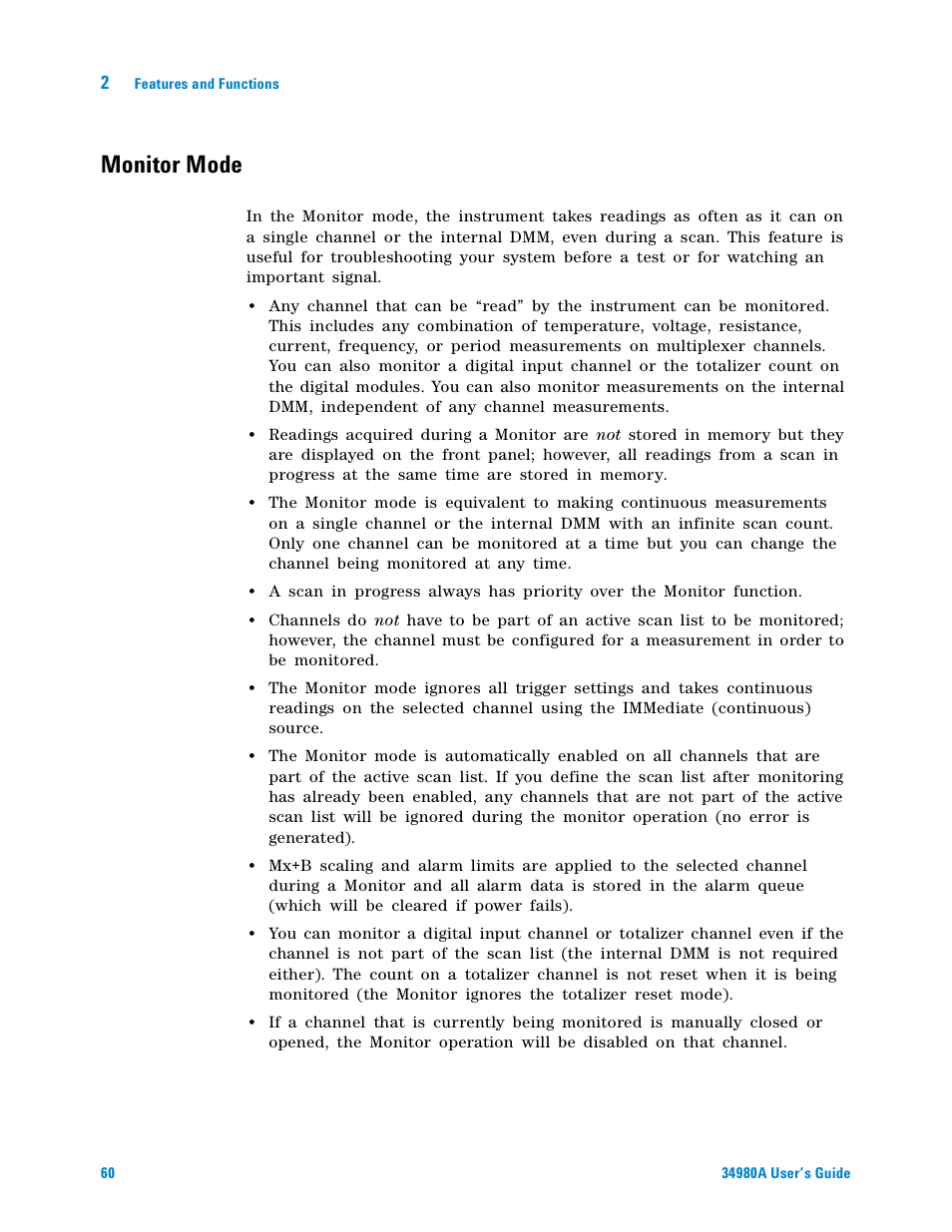 Monitor mode | Agilent Technologies Switch/Measure User Manual | Page 72 / 216