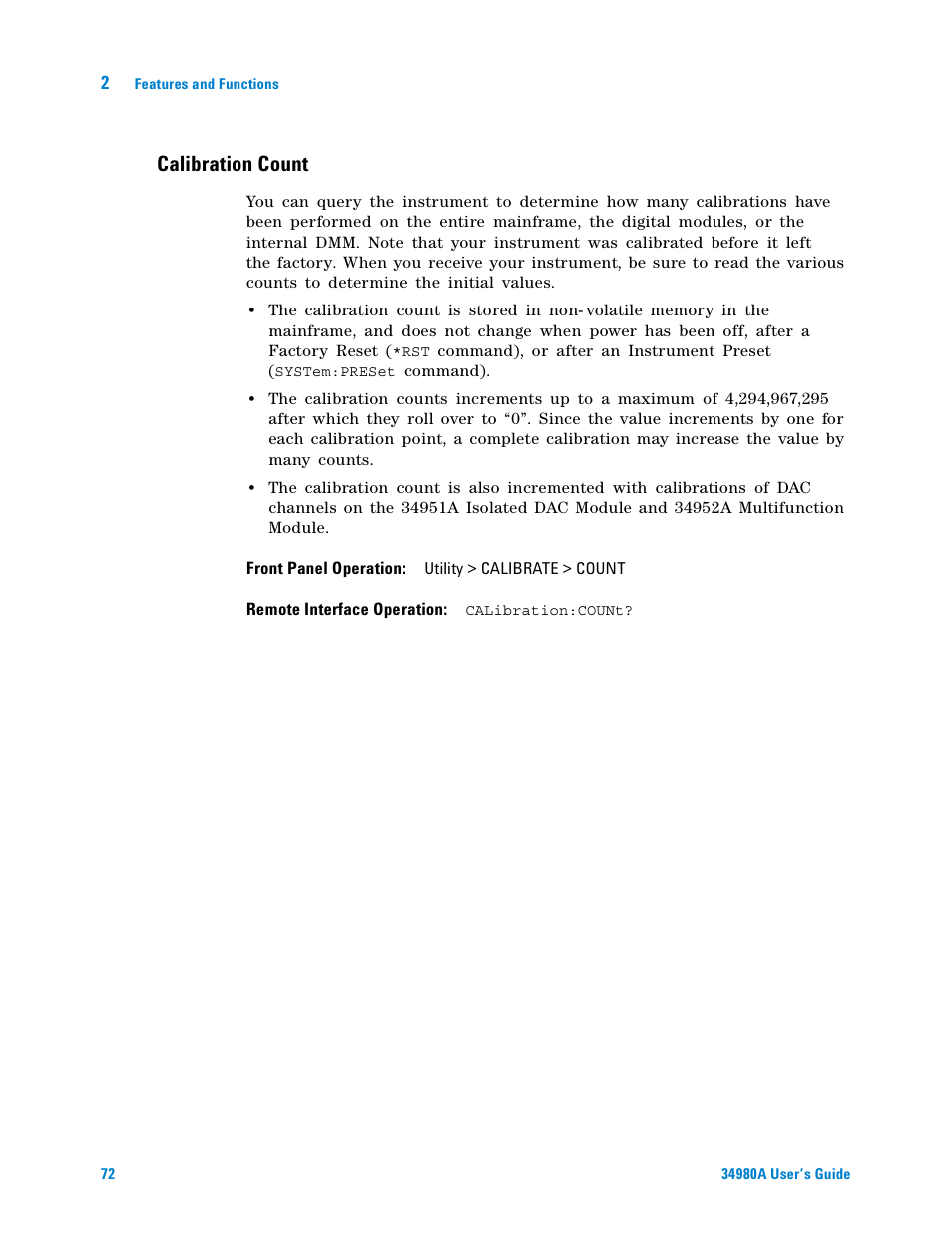 Calibration count | Agilent Technologies Switch/Measure User Manual | Page 84 / 216