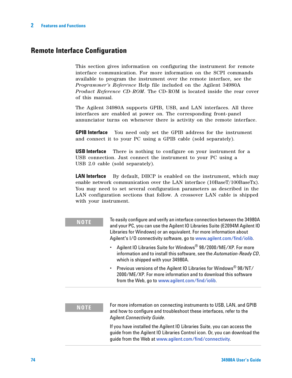Remote interface configuration | Agilent Technologies Switch/Measure User Manual | Page 86 / 216