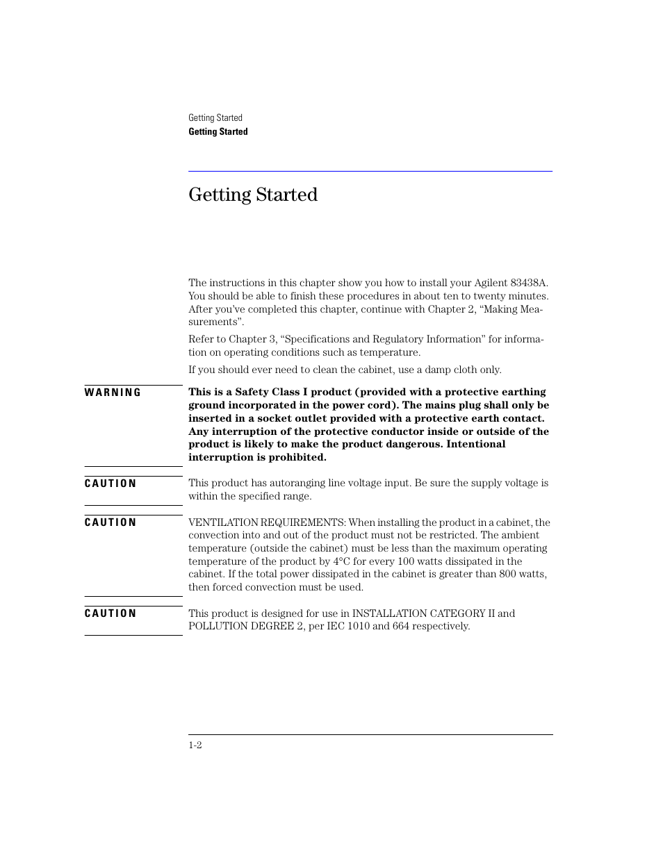 Getting started | Agilent Technologies 83438A User Manual | Page 12 / 106