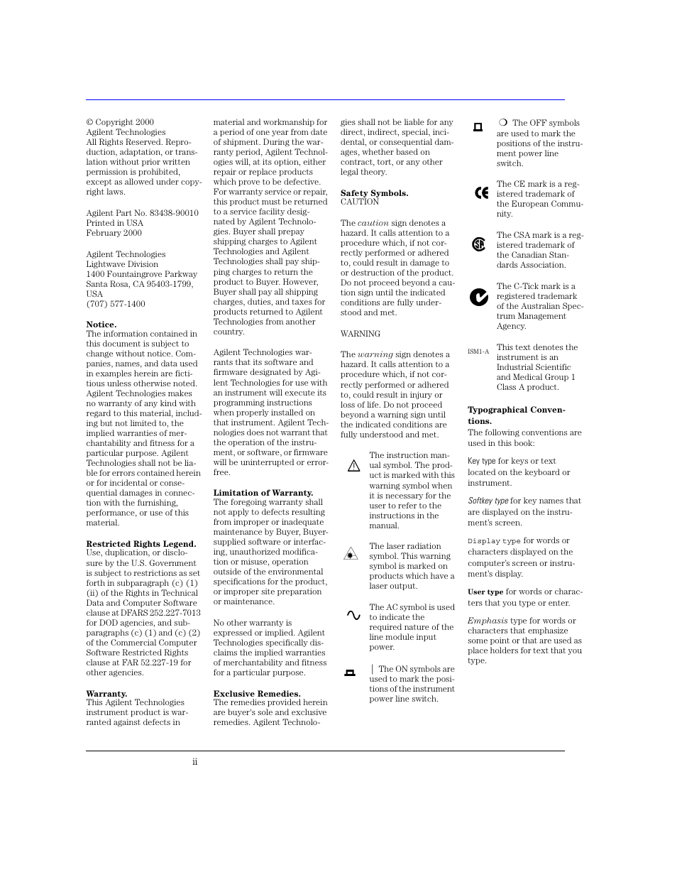 Agilent Technologies 83438A User Manual | Page 2 / 106