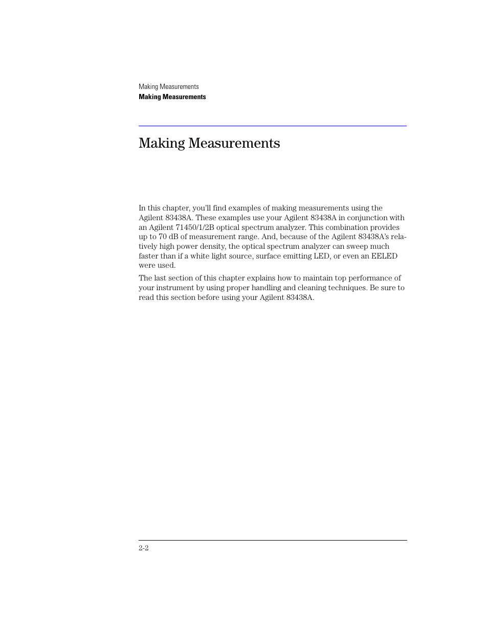 Making measurements | Agilent Technologies 83438A User Manual | Page 22 / 106