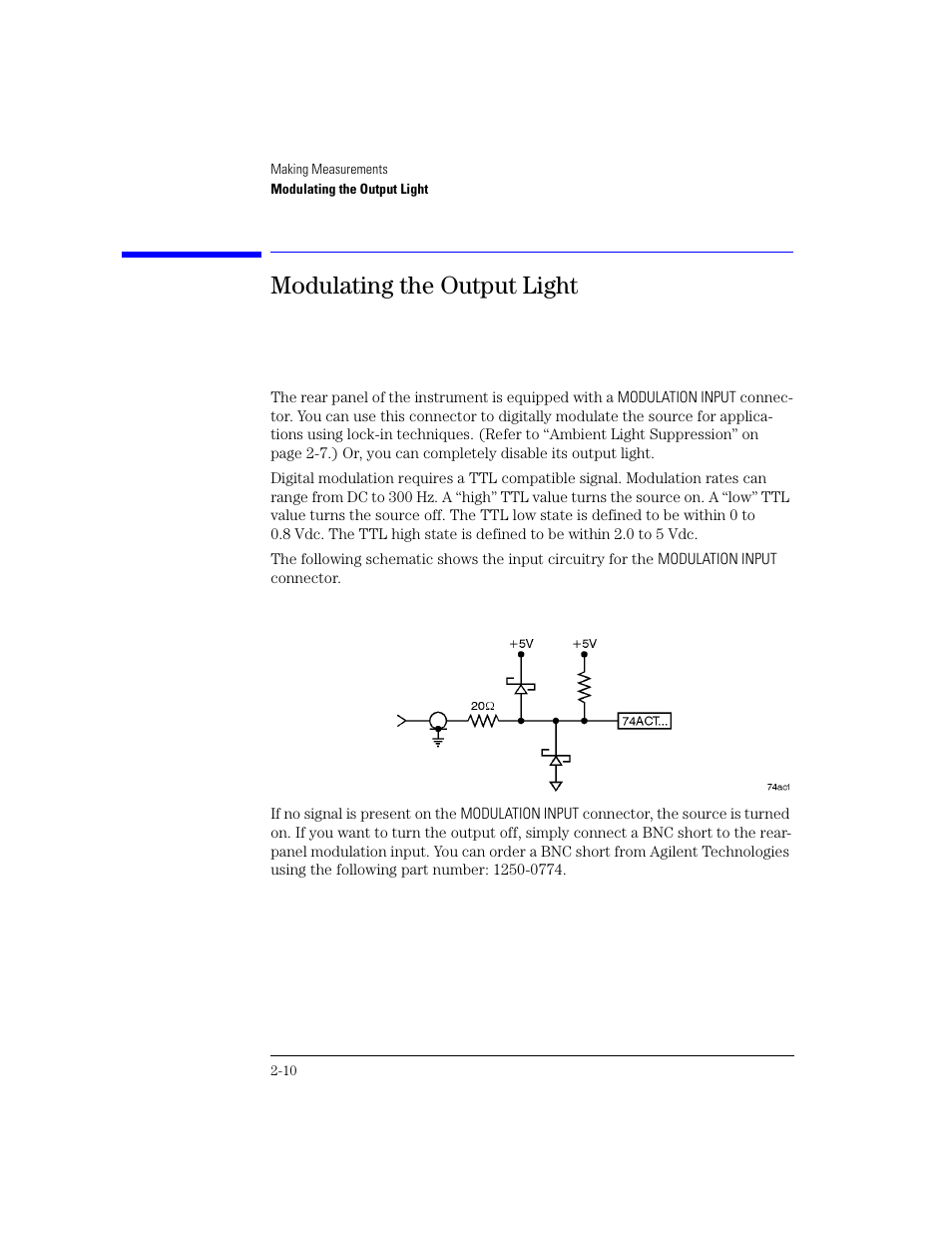 Modulating the output light, Modulating the output light 2-10 | Agilent Technologies 83438A User Manual | Page 30 / 106
