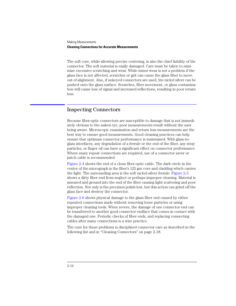 Inspecting connectors | Agilent Technologies 83438A User Manual | Page 34 / 106