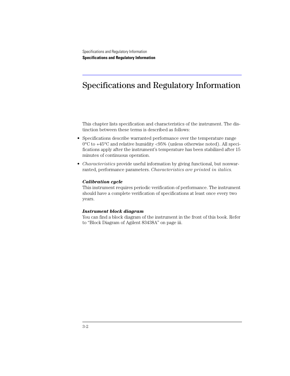 Specifications and regulatory information | Agilent Technologies 83438A User Manual | Page 42 / 106
