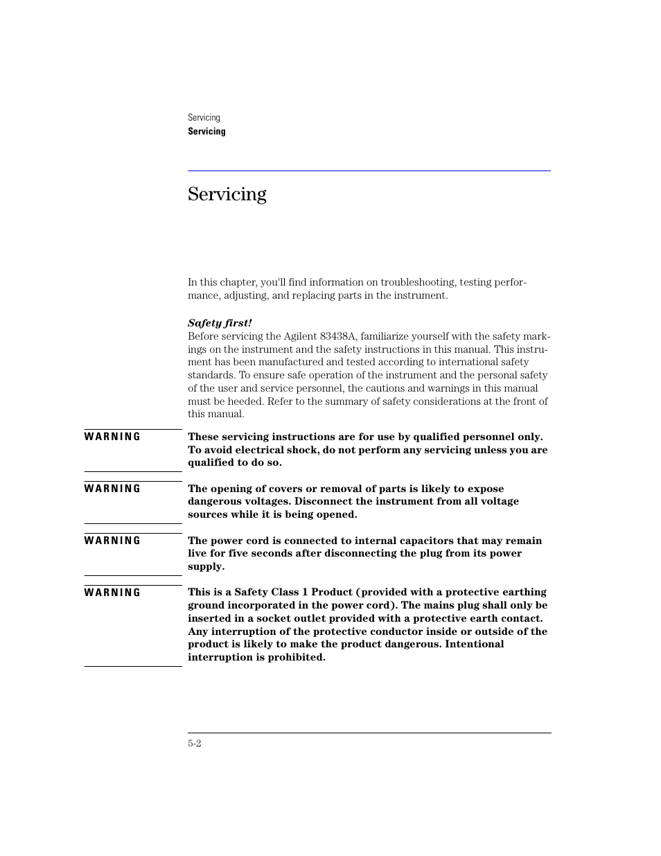 Servicing | Agilent Technologies 83438A User Manual | Page 56 / 106