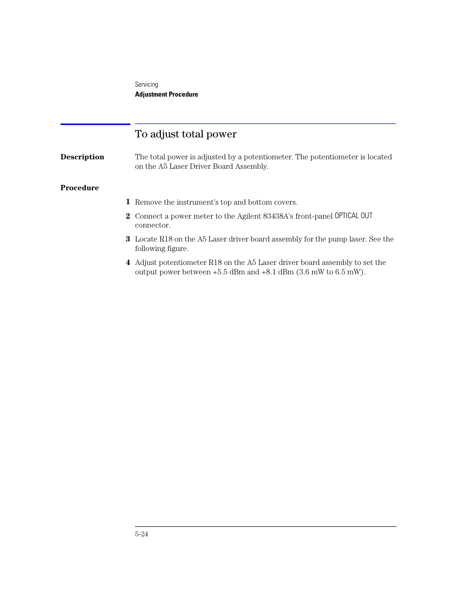 To adjust total power | Agilent Technologies 83438A User Manual | Page 78 / 106