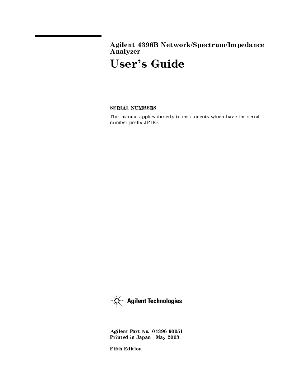 Agilent Technologies Agilent 4396B User Manual | 124 pages