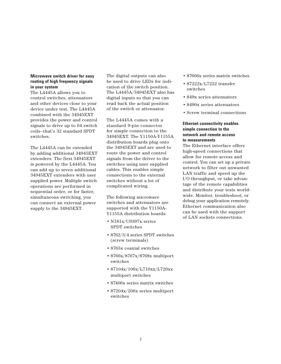 Agilent Technologies L4445A User Manual | Page 2 / 10