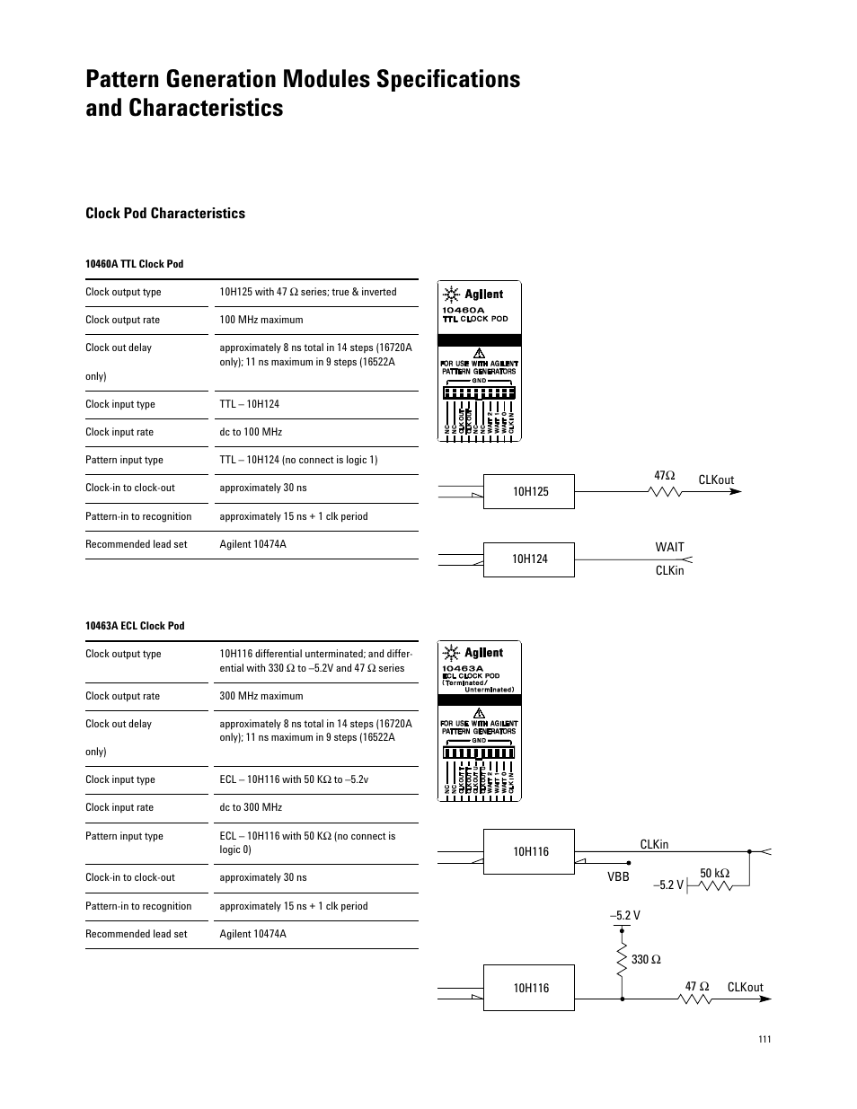 Clock pod characteristics | Agilent Technologies 16700 User Manual | Page 111 / 125