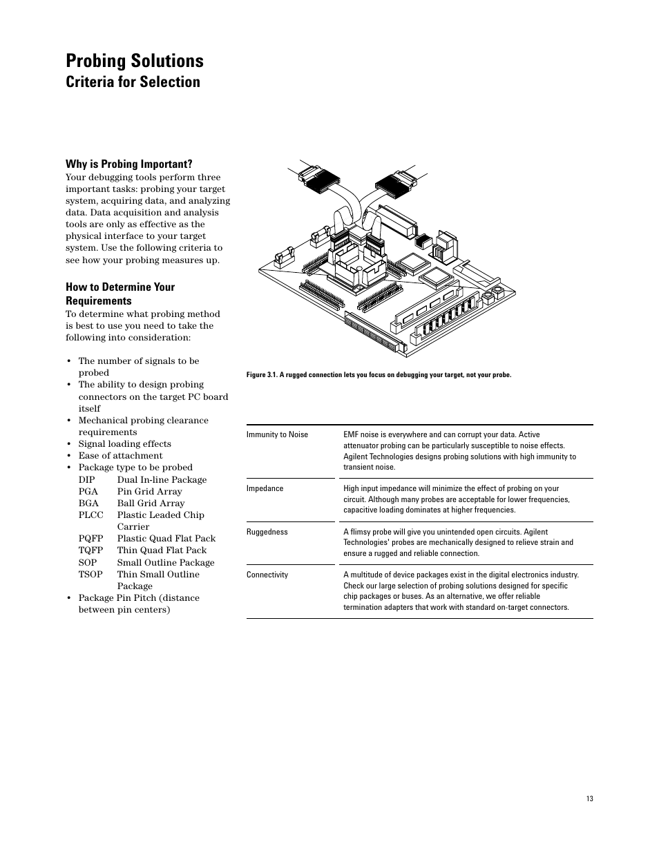 Probing solutions, Criteria for selection | Agilent Technologies 16700 User Manual | Page 13 / 125