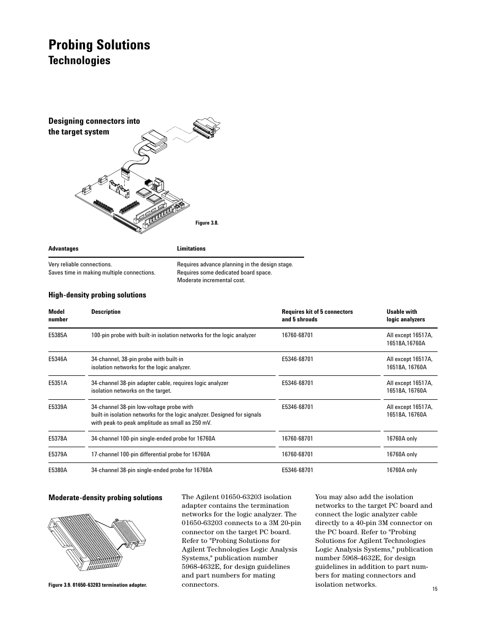 Probing solutions, Technologies, Designing connectors into the target system | Agilent Technologies 16700 User Manual | Page 15 / 125