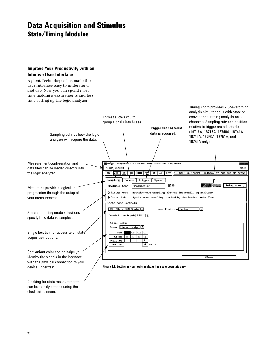 Data acquisition and stimulus, State/timing modules | Agilent Technologies 16700 User Manual | Page 20 / 125