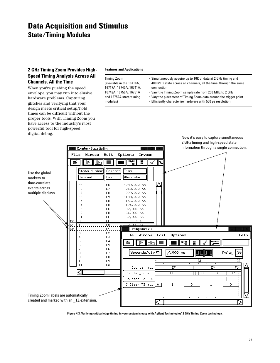 Data acquisition and stimulus, State/timing modules | Agilent Technologies 16700 User Manual | Page 23 / 125