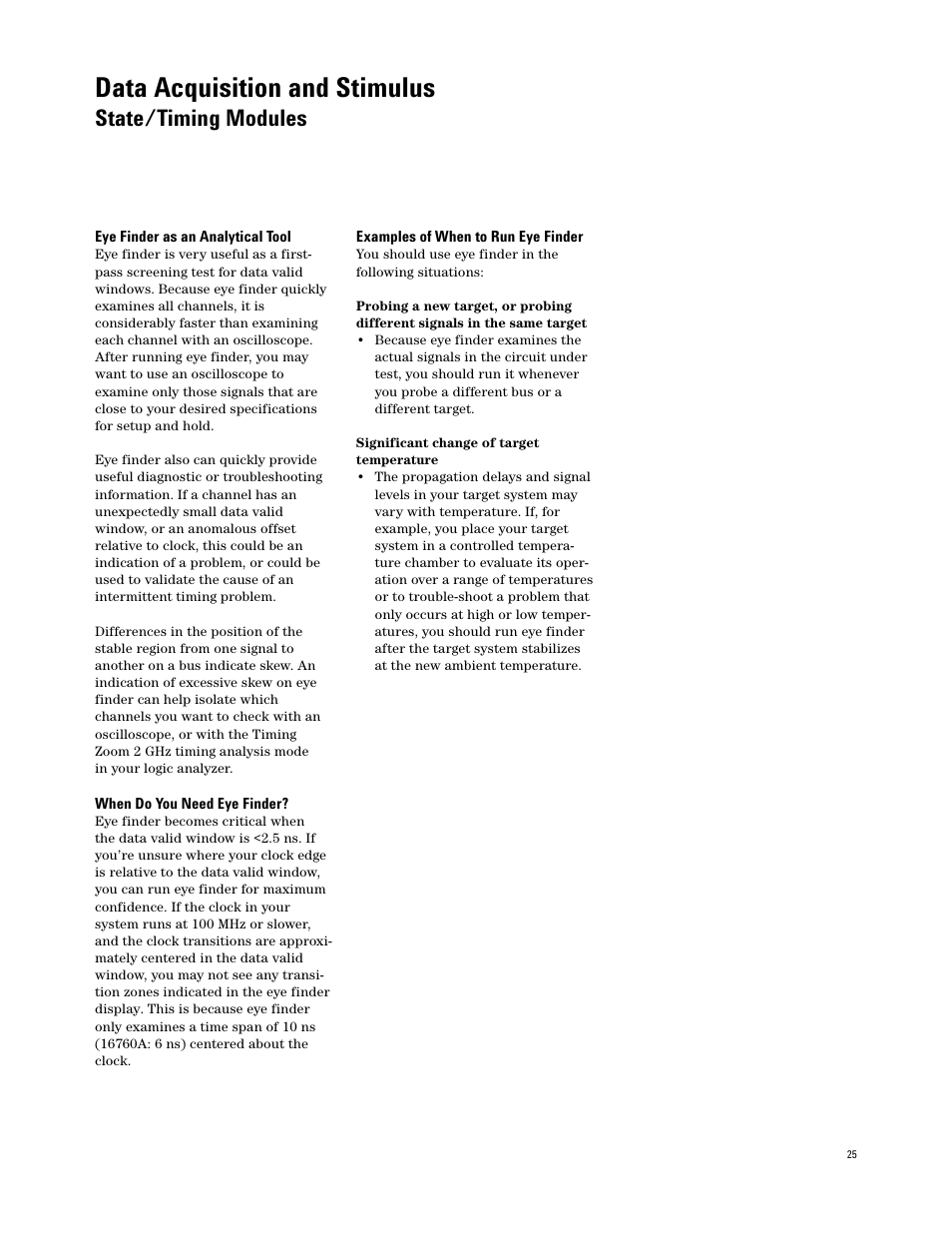 Data acquisition and stimulus, State/timing modules | Agilent Technologies 16700 User Manual | Page 25 / 125