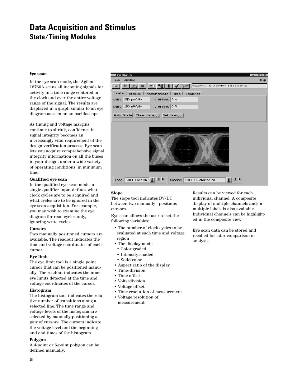 Data acquisition and stimulus, State/timing modules | Agilent Technologies 16700 User Manual | Page 28 / 125