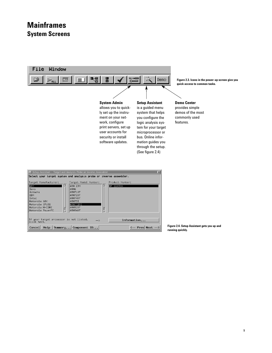 System screens, Mainframes | Agilent Technologies 16700 User Manual | Page 9 / 125