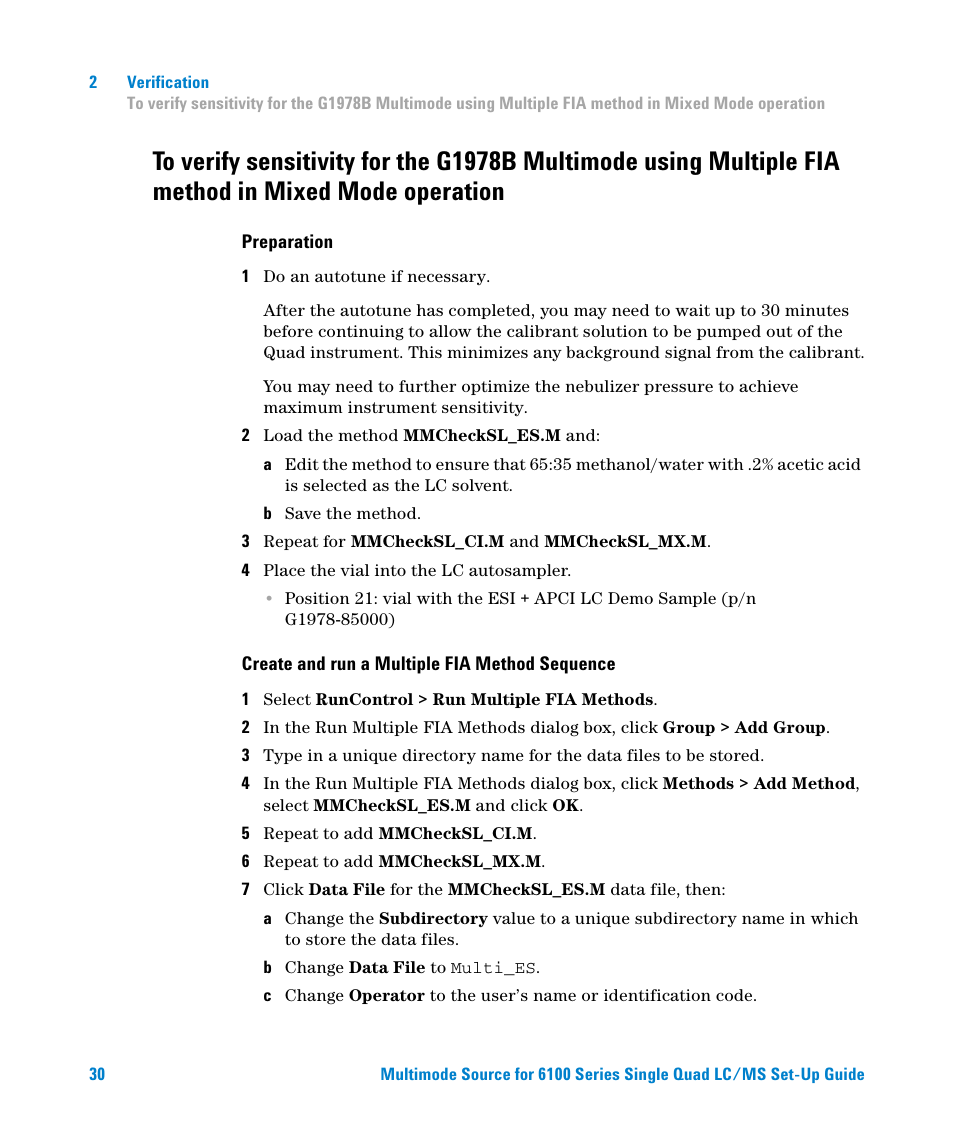 Mixed mode operation, In mixed mode operation | Agilent Technologies G1978B User Manual | Page 30 / 44
