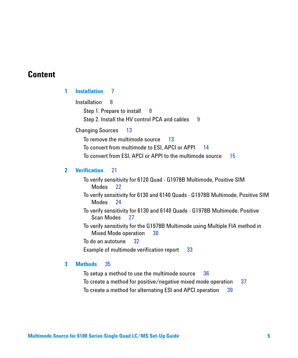 Content | Agilent Technologies G1978B User Manual | Page 5 / 44
