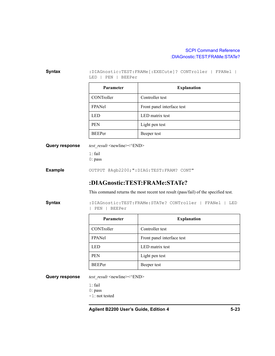 Diagnostic:test:frame:state | Agilent Technologies Agilent B2201A User Manual | Page 151 / 230