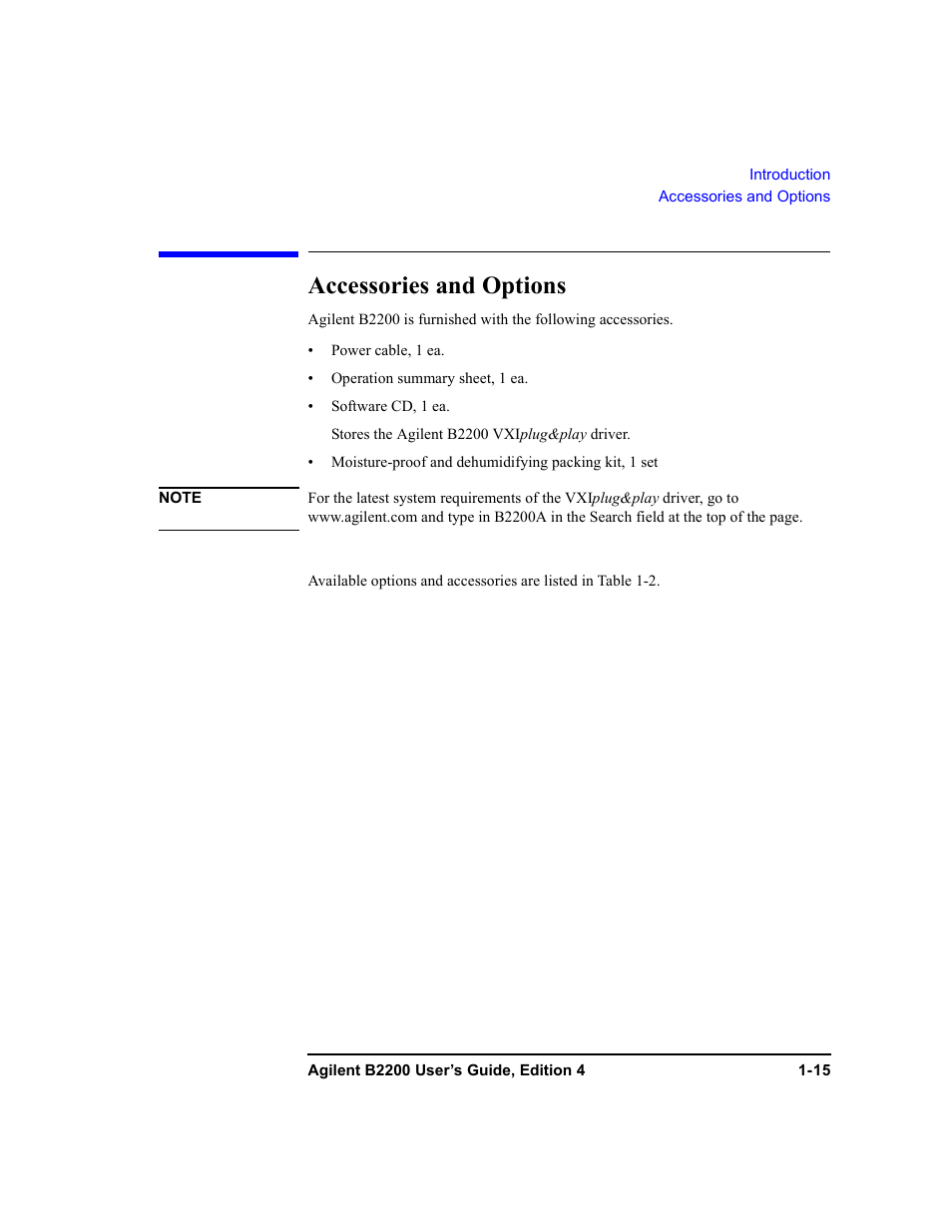 Accessories and options | Agilent Technologies Agilent B2201A User Manual | Page 33 / 230