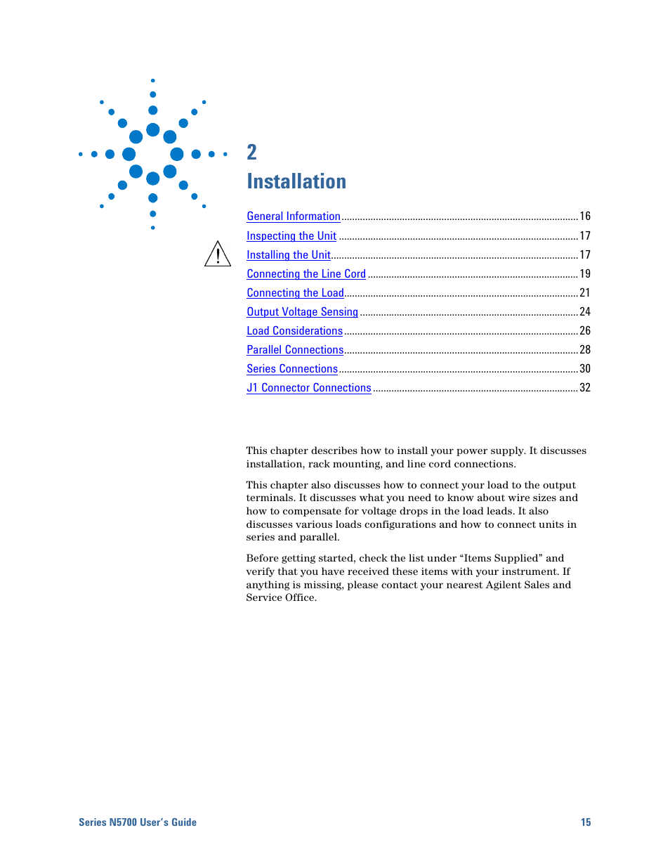 2 - installation, 2 installation | Agilent Technologies System DC N5700 User Manual | Page 15 / 132